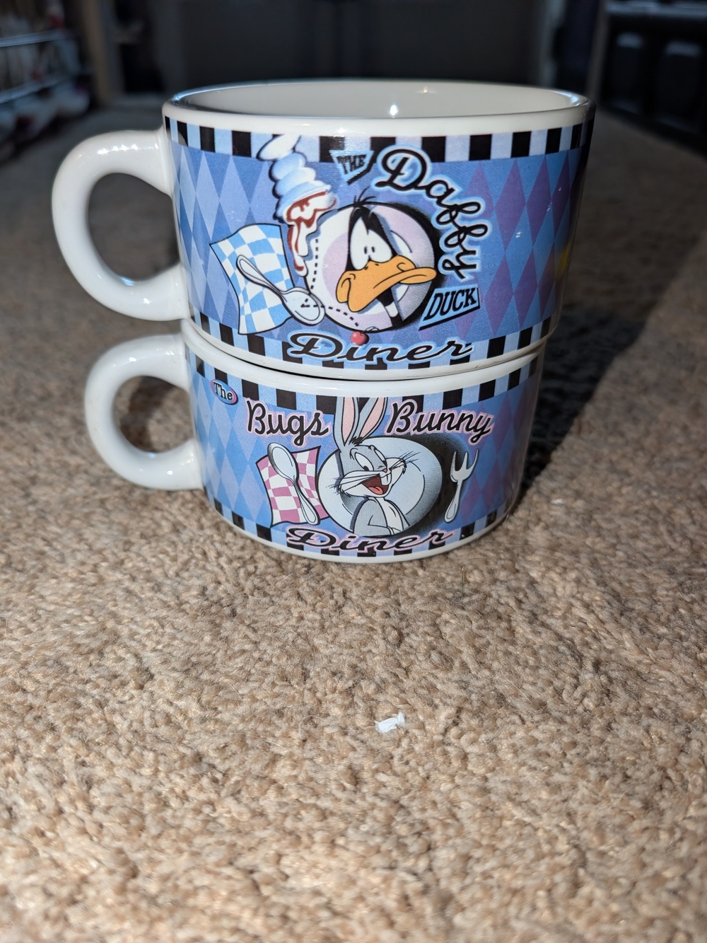 Warner Bros. Blue Daffy Duck & Bugs Bunny Diner Stackable Mugs